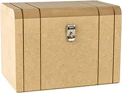 Caixa Baú De Madeira Médio Em Mdf Cru Com Fecho para Cadeado (BAÚ MÉDIO)