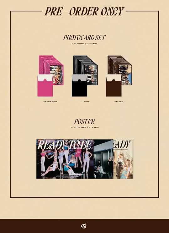 TWICE - READY TO BE (12th Mini Album) CD+Pre-Order Benefit+Folded Poster (READY+TO+BE ver. SET)