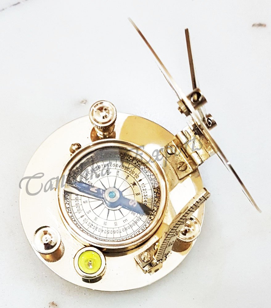 Rare Boussole Nautique à Cadran Solaire En Bronze Antique - De Haute Qualité
