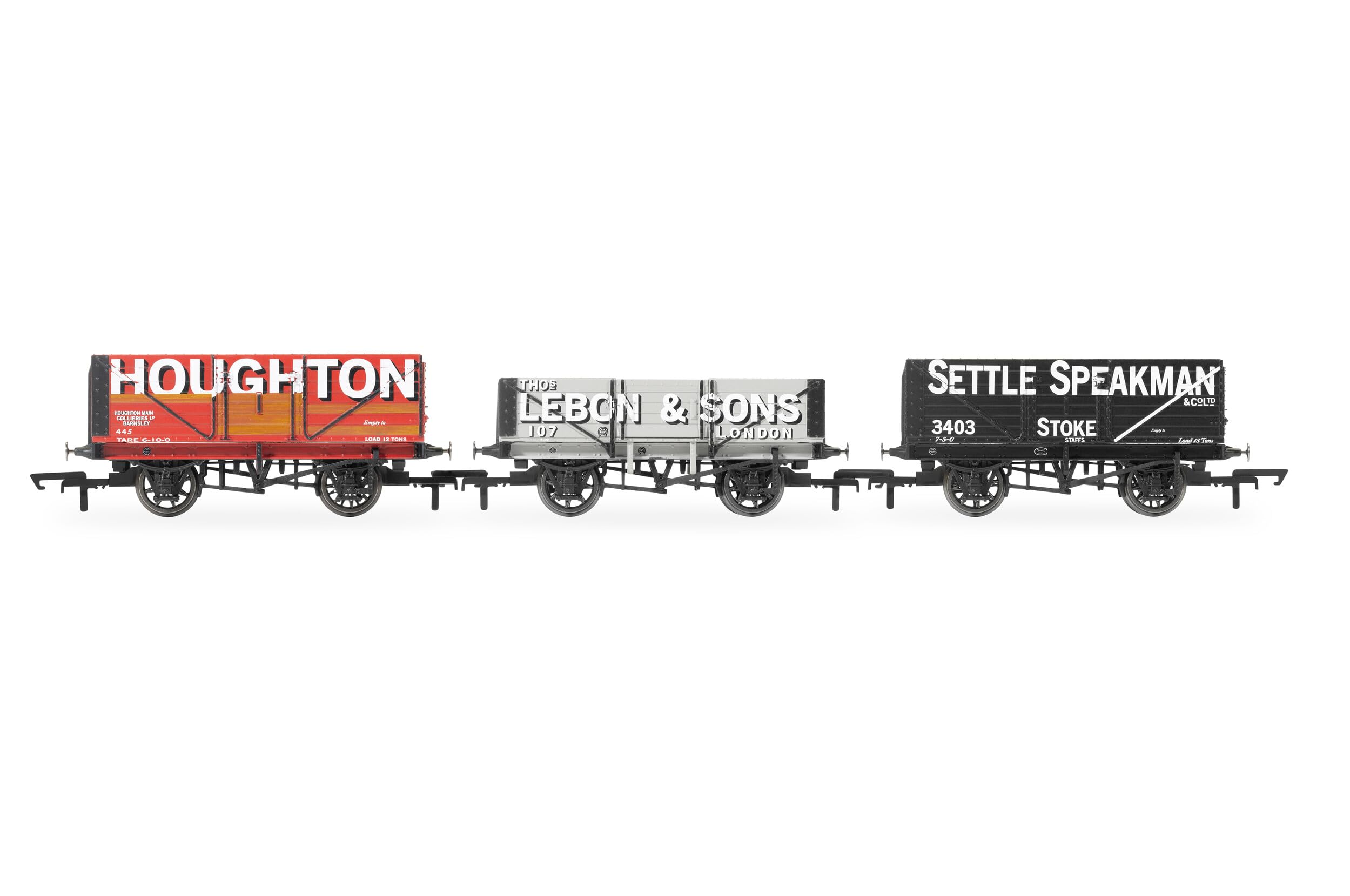 Hornby R60116 Triple, Houghton Main, Thos. Lebon & Sons & Settle Speakman-Era 3 Paquetes de vagones ferroviarios, múltiples