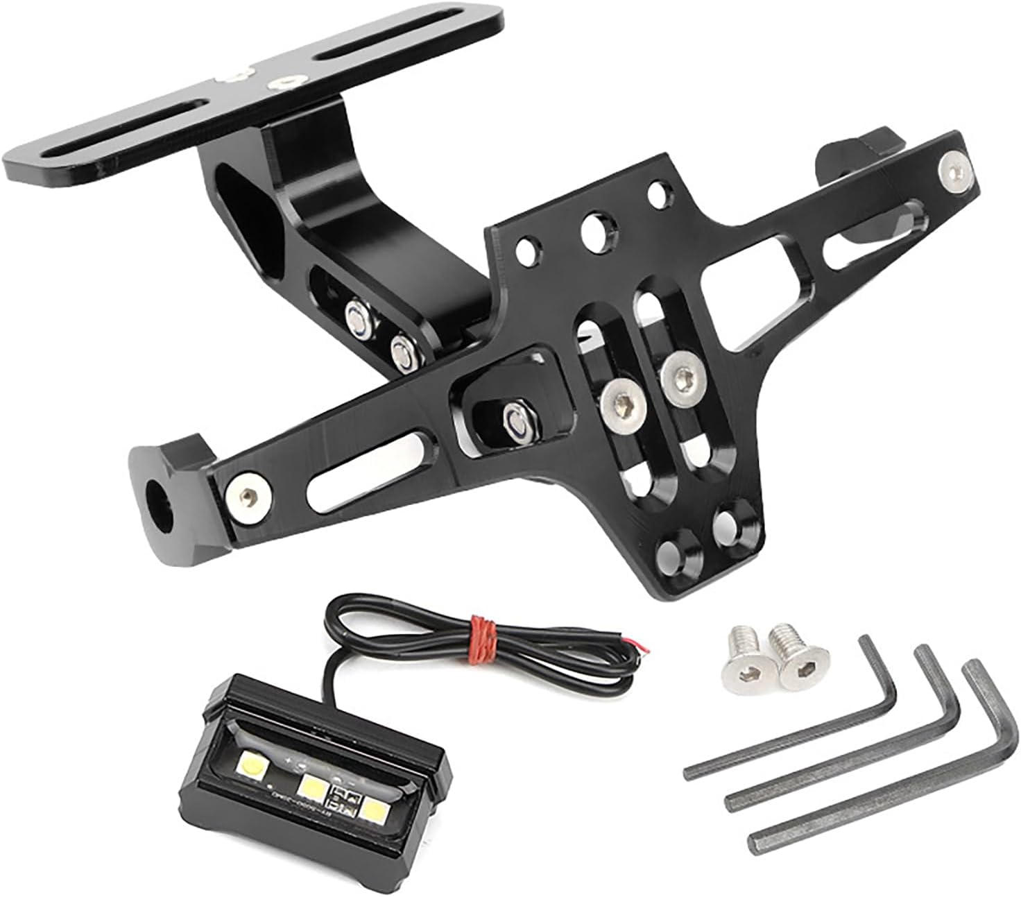 Motorcycle License Plate Bracket with LED Light & Turn Signals for Benelli Leoncino 500 BJ500, Adjustable Tail Tidy Fender Eliminator Kit Aluminum Durable Rear Frame Mount,A