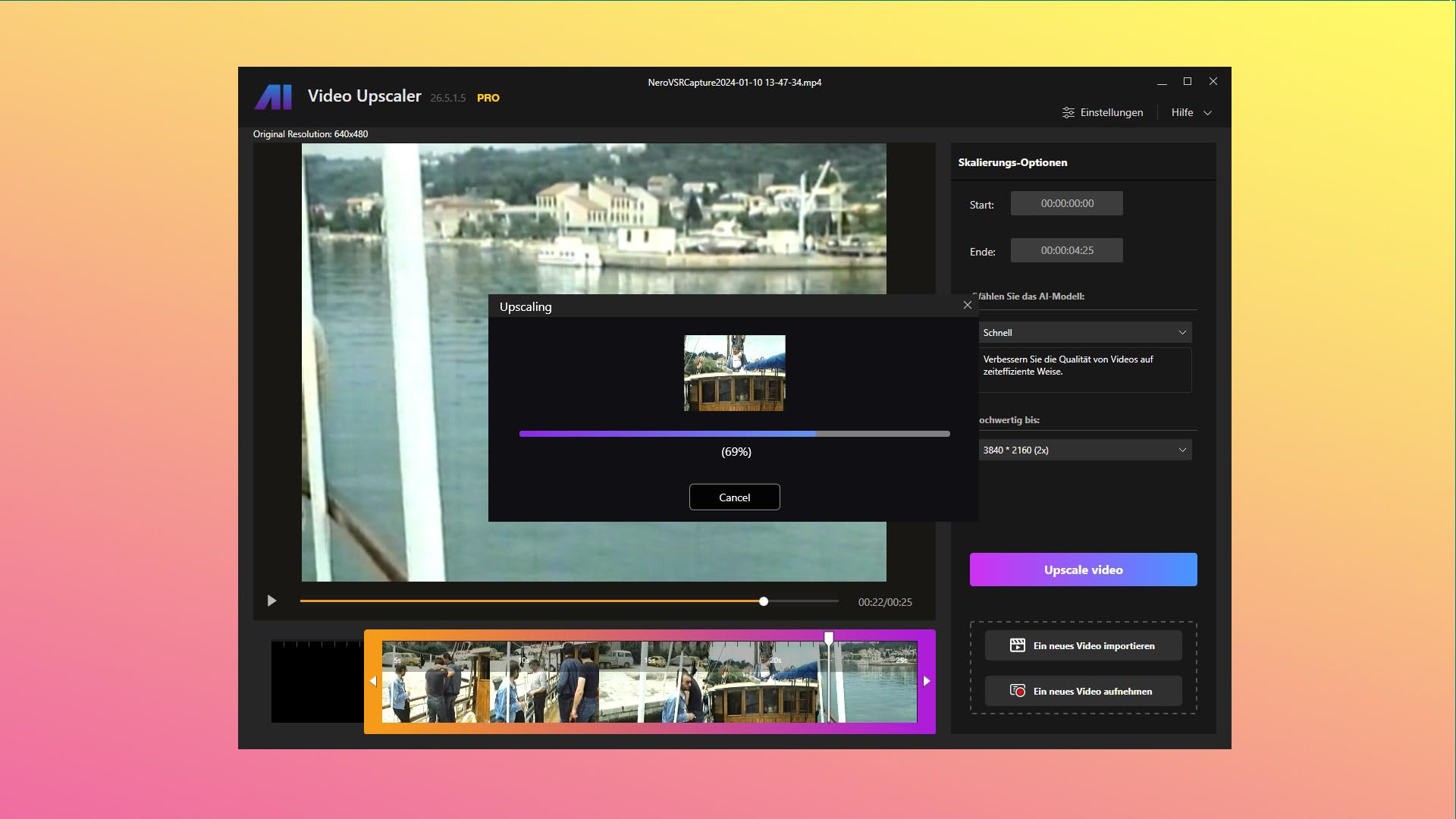 Nero AI Video Upscaler 365 | Videoqualität verbessern | KI | Superauflösung | Rauschunterdrückung | 4K Upscaling | Windows 11 / 10 | 1 Gerät | Jahreslizenz | Aktivierungscode per Email
