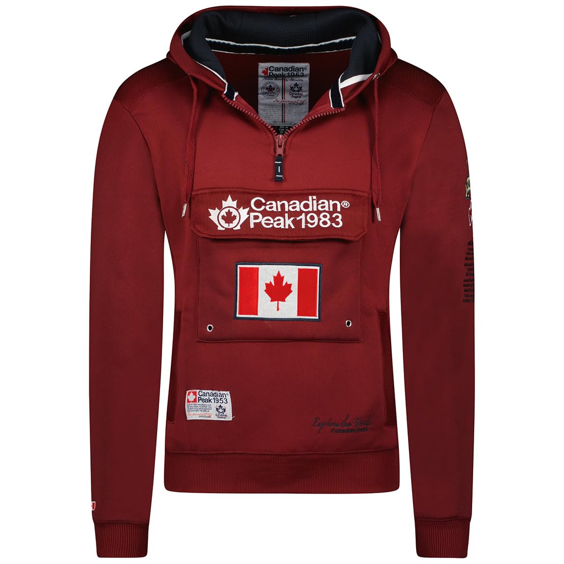 Canadian Peak Men's Bordeaux Galapagos - Sweat Homme Capuche Poche Kangourou - Vêtet Sweatshirt Hoody Chaud Manches Longues - Pull Hommes Printemps Ete Automne Hiver ( S)