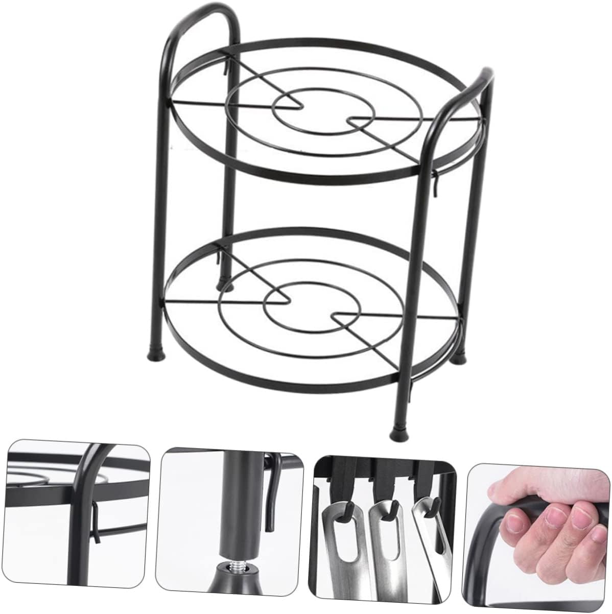 1 PC Creative Storage Support for Kitchen Pot Rack Organizer Floor Shelf with Black for Pots and Pans Display Space Saving