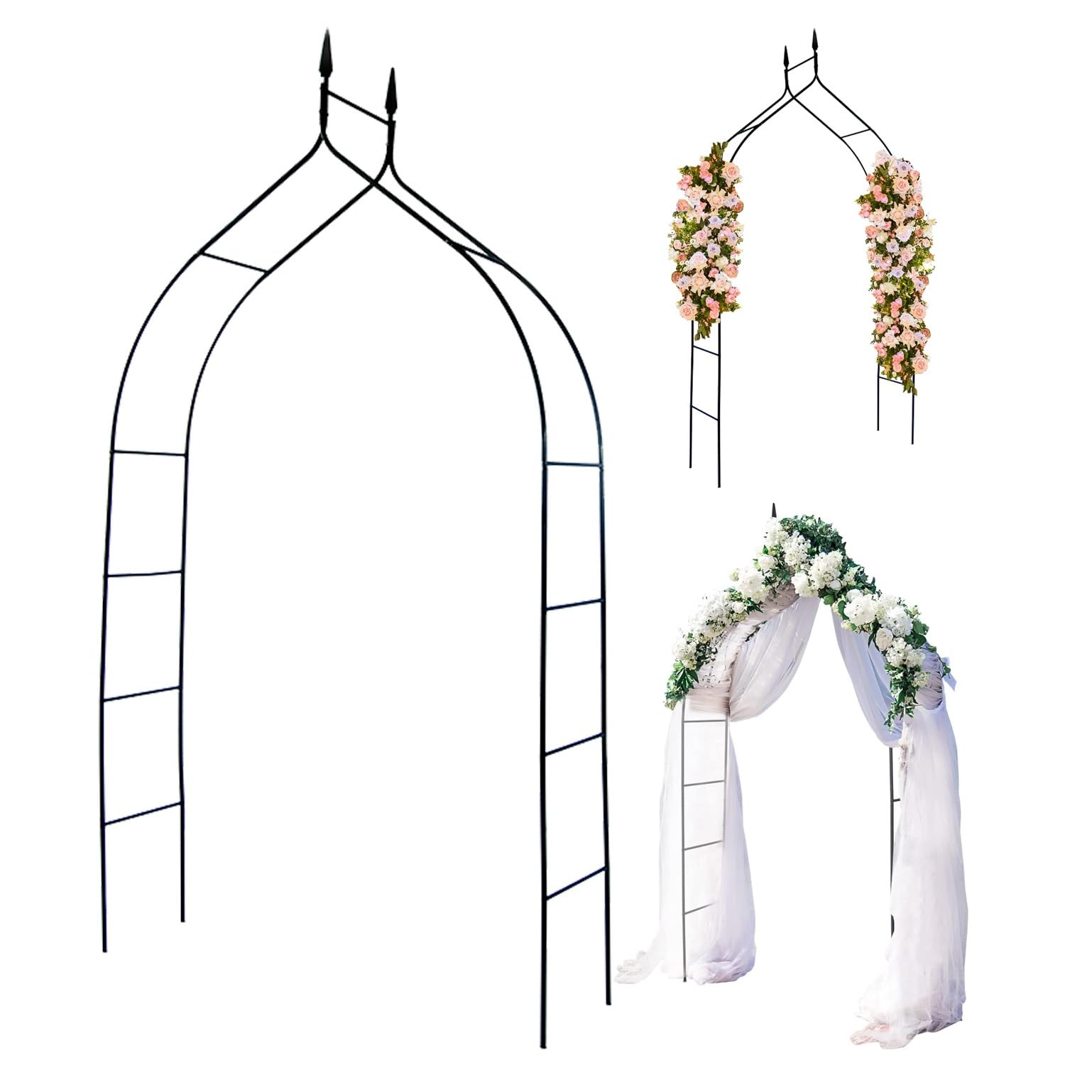 Arche de jardin extérieure en treillis métallique noir pour rosiers grimpants