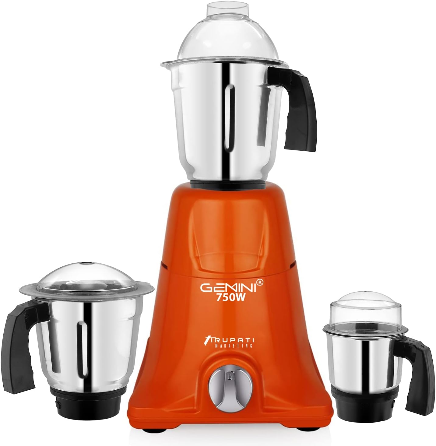 Gemini Latest Origional Quality Model NIAA 750-Watts Mixer Grinder with 3 Stainless Steel Jars (Dry Jar, Chutney Jar, Liquid Jar) (Orange). Company 37 Years of Servicing Marketing and Manufacturing Since 1984.