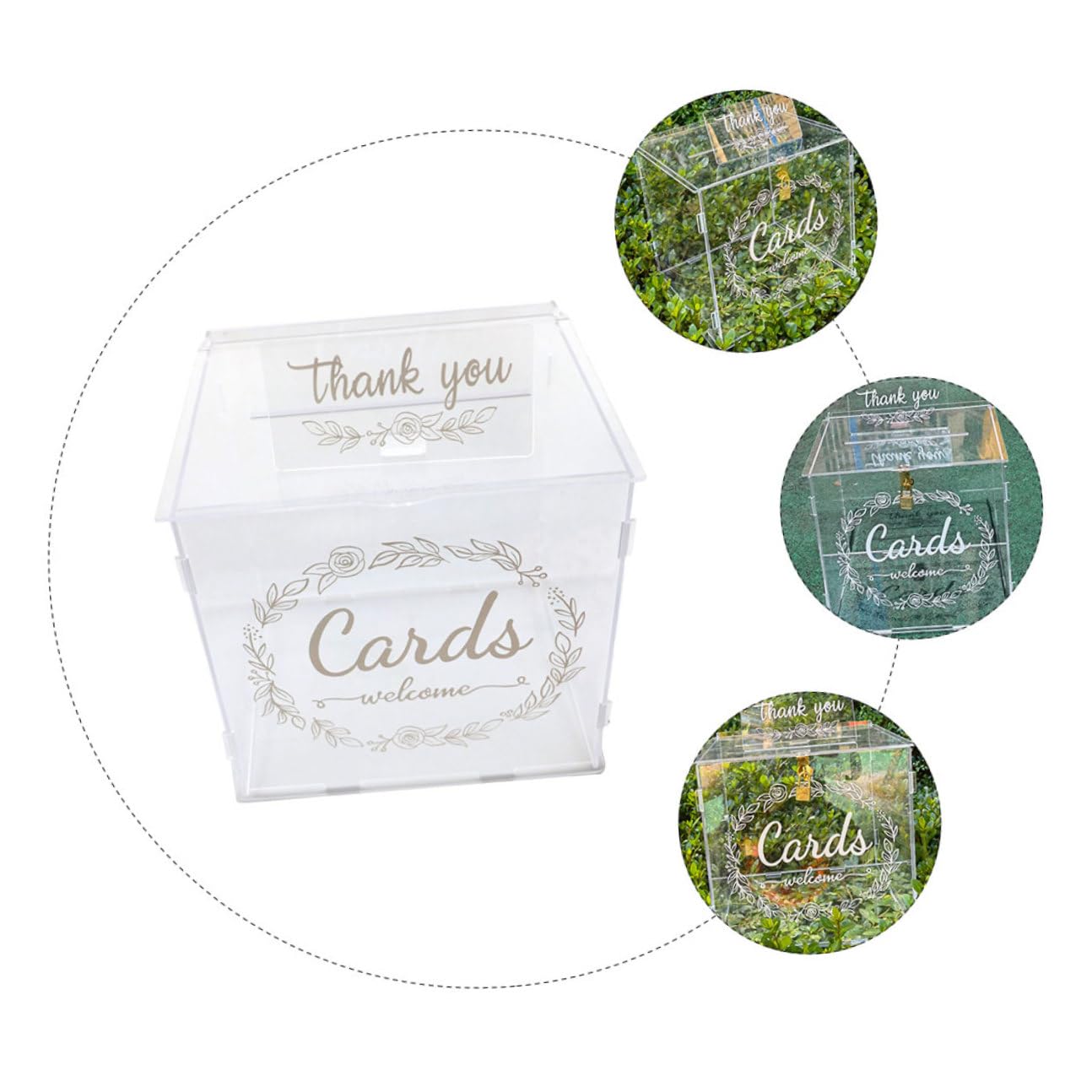 Supvox Acryl Hochzeitskartenbox mit Schloss Groß Weiß Muster Transparente Briefumschlagbox für Geldgeschenke und Erinnerungen Kartenfach für Hochzeit und Feier