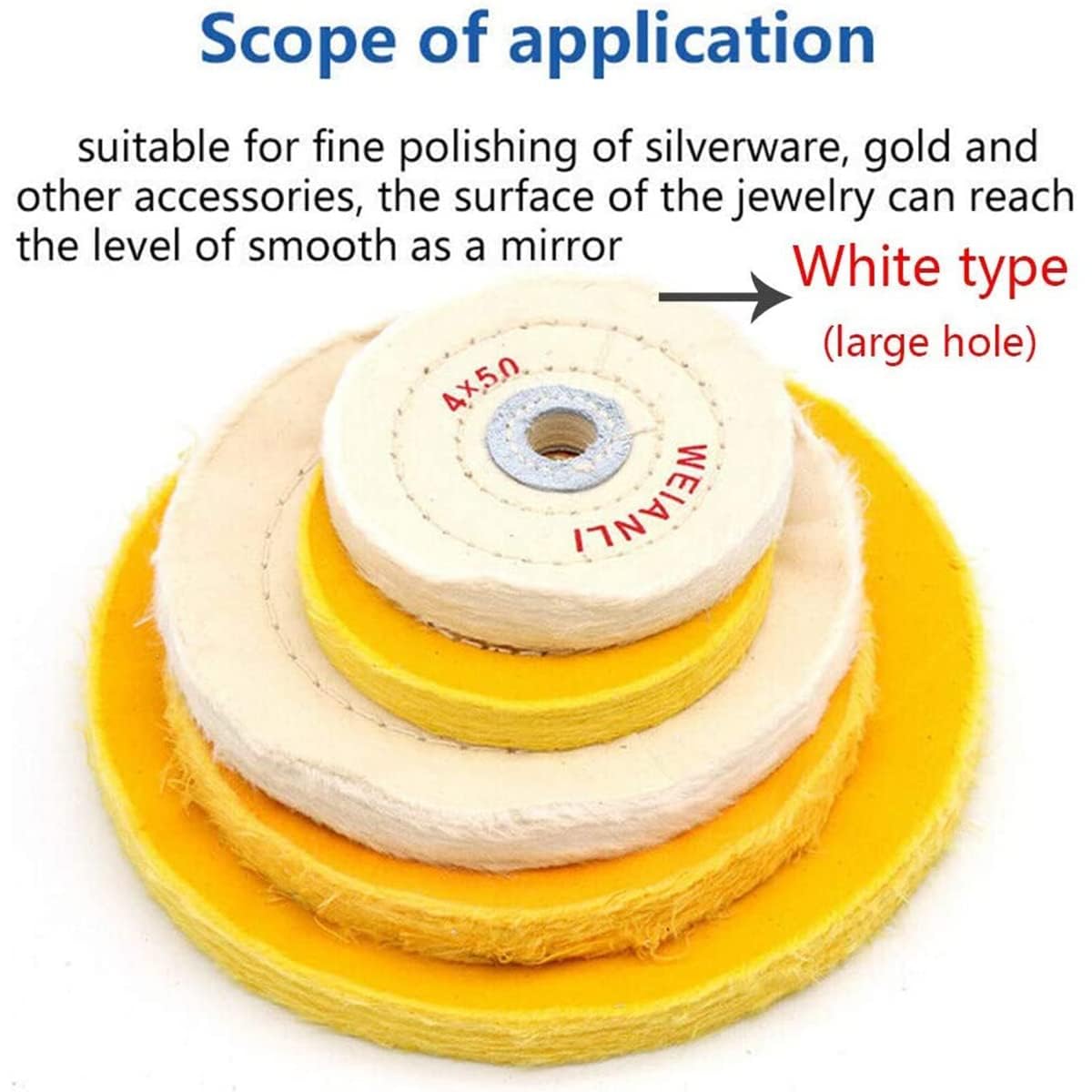 White Buffing Wheels 6" 150mm Large Hole 16mm Spiral Double-Stitched Polished Wheel Pad Polishing Grinding Machine Buffing Pads for Metal Aluminum,Stainless Steel,Jewelry,Wood,Plastic,Glass