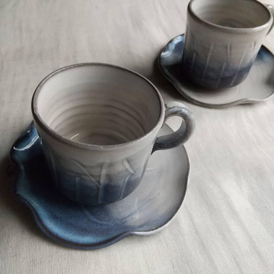 萩焼コーヒーカップ2 Amazon.co.jp: 青萩 萩焼 ペアコーヒーカップ&ソーサー 箱付き
