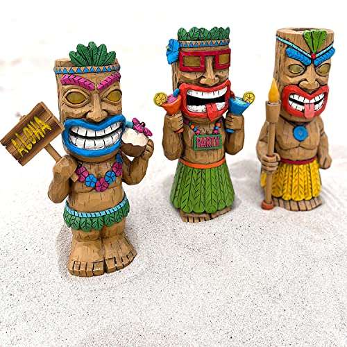 Darware Solar Garden Tiki Statues (Set of 3); Solar-Powered Hawaiian