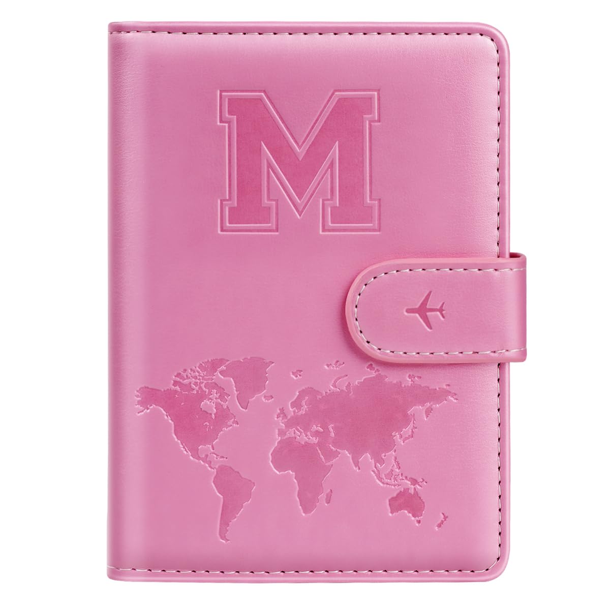 Passport Holder Cover Initail Letter A-Z Travel Wallet 14D Embossed Design RFID Blocking Card Holder Personalized Gift Passport Cover Wallet, Passport Book Holders for Women and Girls, Pink-M, Pink-M-image-42