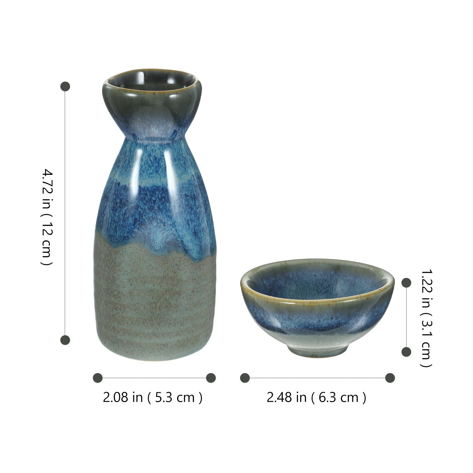 FRCOLOR Set Sake Set Giapponese in Ceramica Elegante e Classico Brocca da 130ml e Bicchierini da 40ml, Pratico per Uso Familiare e Decorazione da Tavolo