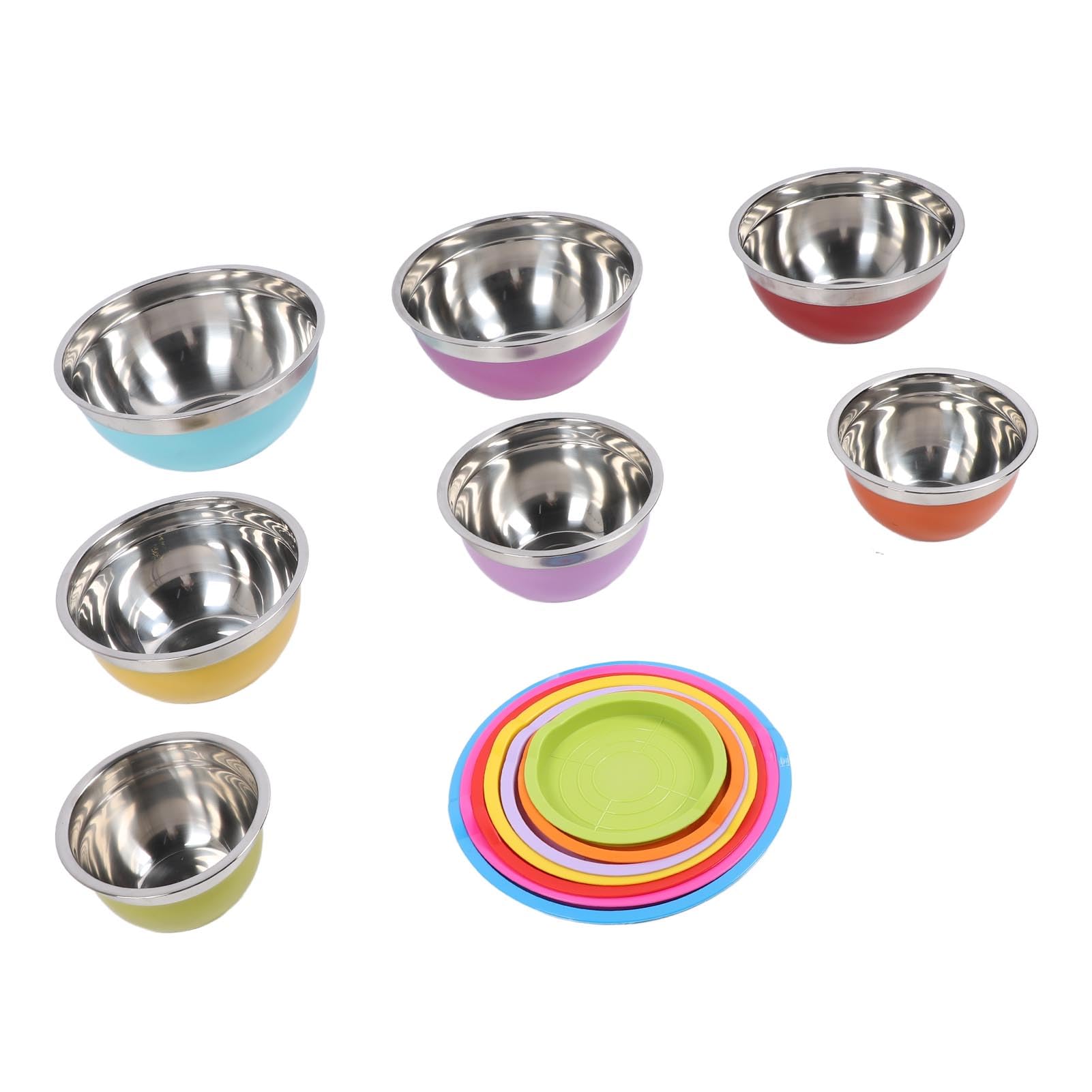 7PCS Miski z pokrywkami ze stali nierdzewnej plastikowe plastikowe miski gniazdowe Sałatkowe pojemnik na pokarm do pieczenia przygotowywanie porcji