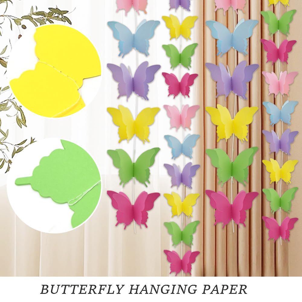 7 Striscioni Farfalle 3D - Ghirlanda Carta Per Decorazioni Matrimoni, Feste, Camerette, 2m Caduno - Foto 11