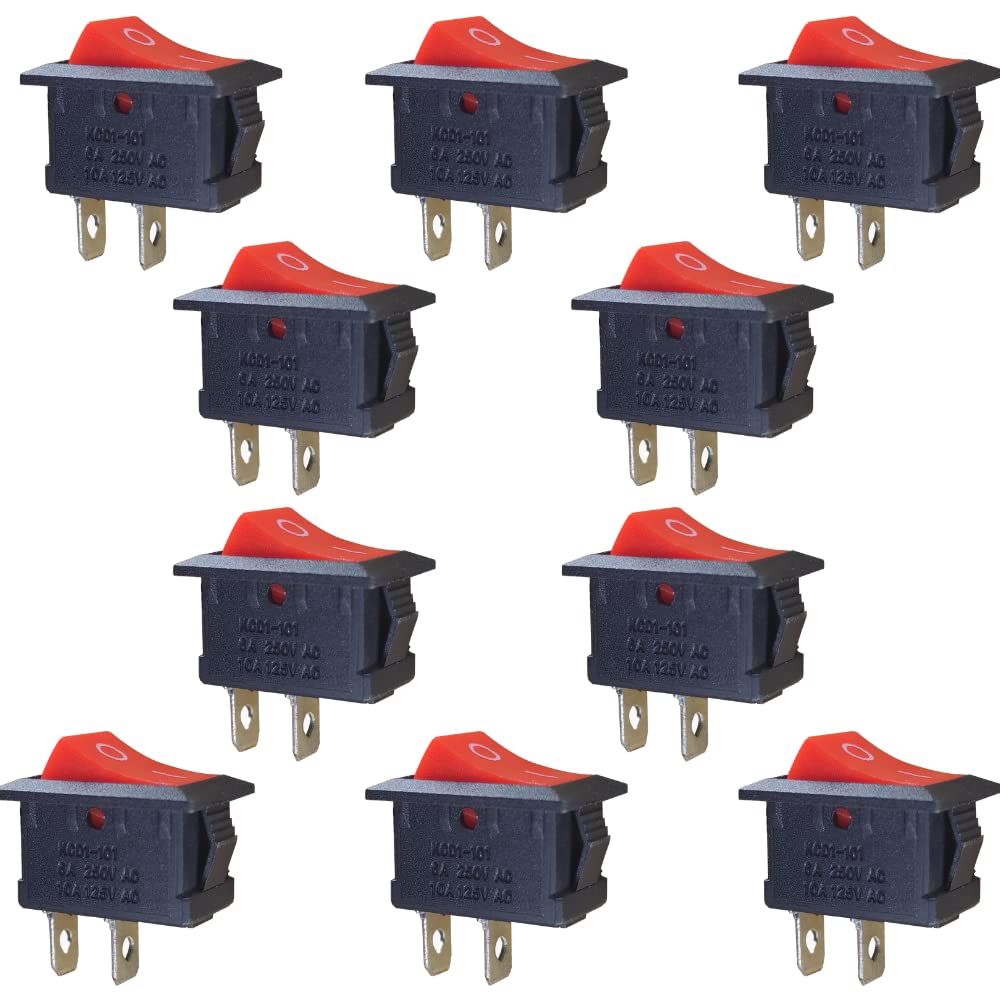 UNIVERSAL HUB 10 PCS Snap-in 2 Pin Red Plastic button with little mini boat on/off rocker switch.-image-45