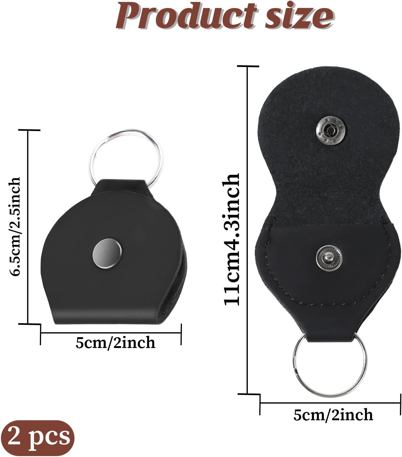 WLLHYF 2PCS 가죽 키체인 링 홀더 쥬얼리 여행용 파우치 링 보관함 귀고리 플랫 케이스 운동 체육관용 코인  백(블랙)-Freehip.co.kr