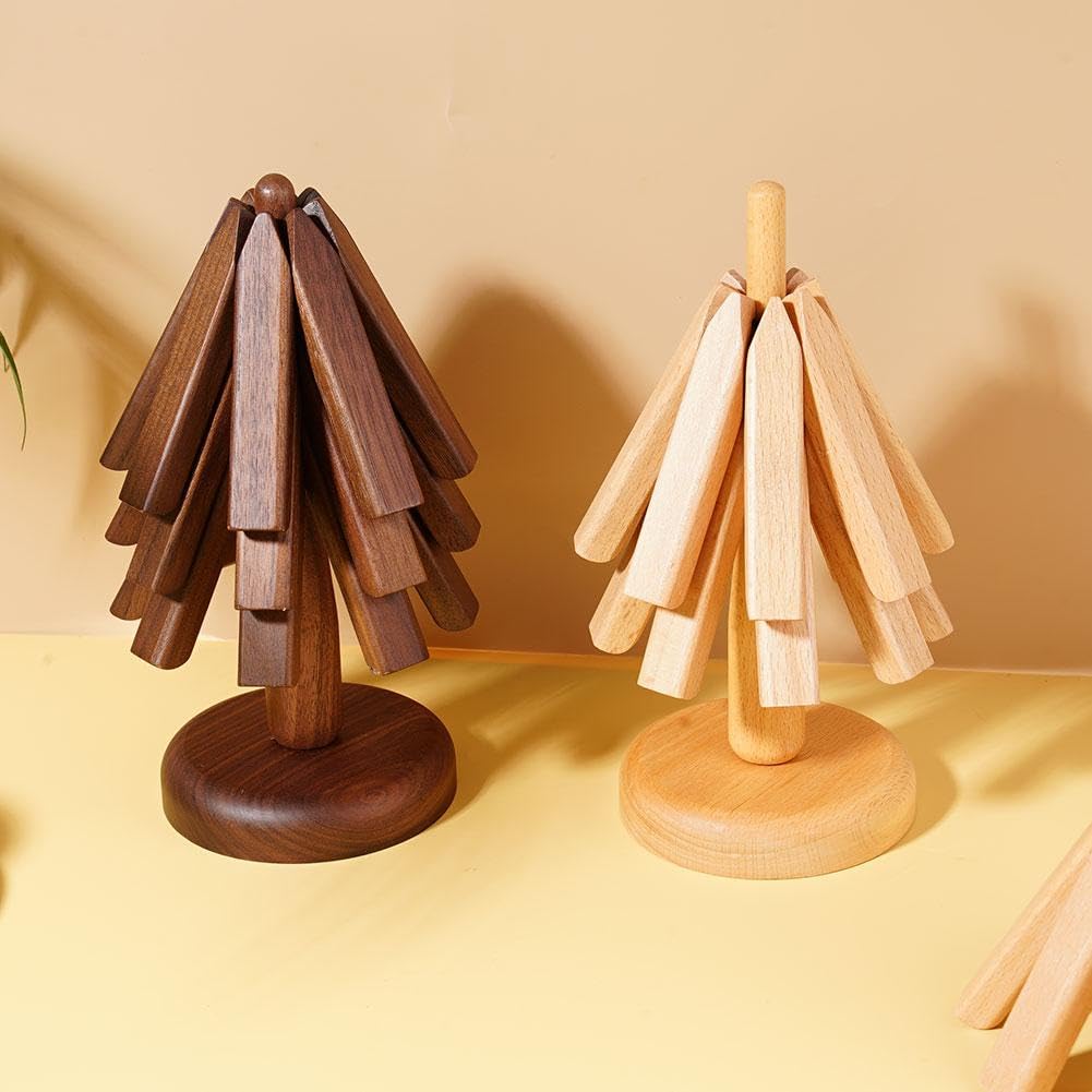 Set di sottopentola a forma di albero - 8 sottobicchieri in legno con