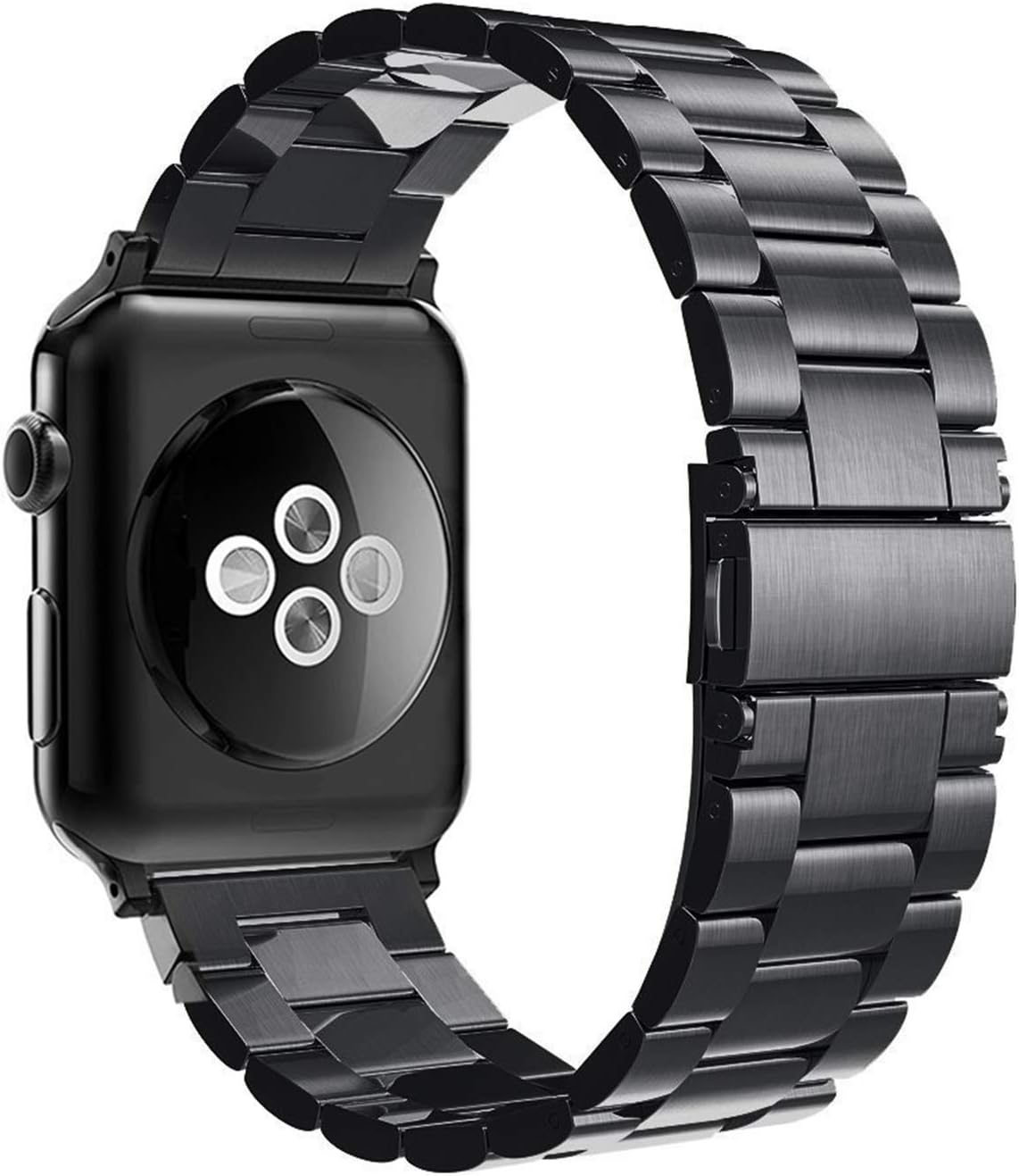 Simpeak Band Compatible with Apple Watch 38mm 40mm Series 6 SE 5 4 3 2 1, Women Men Solid Stainless Steel Business Band Strap Replacement for iWatch 38 40, Black