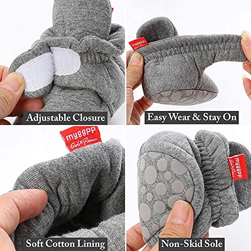 Cosankim Baby Booties Newborn Boys Girls Fleece Boots Non Slip Grippers Stay On Slipper Socks Infant First Walker Winter Warm Crib Shoes (6-12 Months Infant, 02 Black) #TOP2