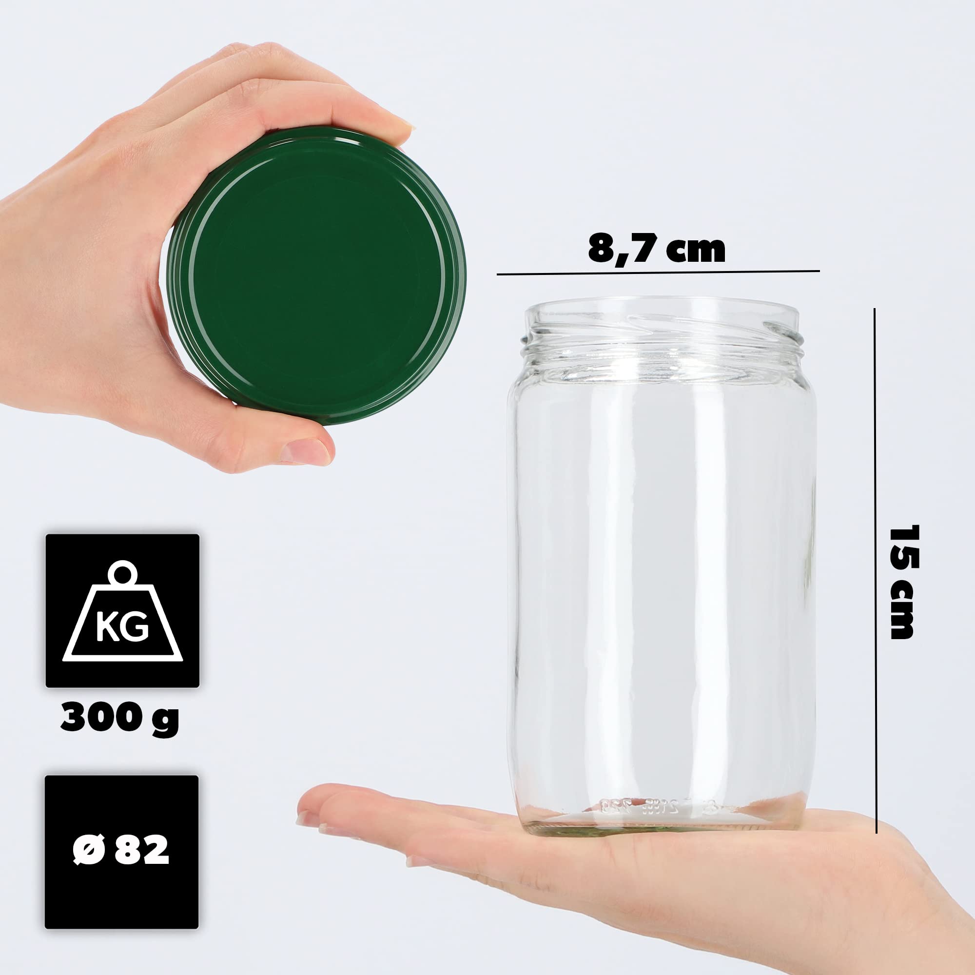 KADAX Lot de 48 grands bocaux en verre 720ml Ø82 – couvercle à vis hermétique, pour conserves, cornichons, légumes lacto-fermentés et confitures maison