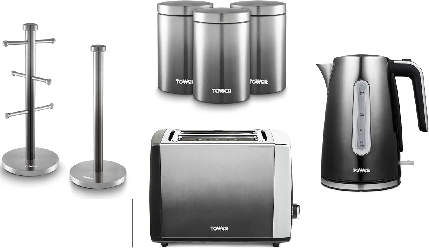 Tower Infinity Ombre Kettle, 2 Slice Toaster, Tea, Coffee & Sugar 3 Canisters, Mug Tree & Towel
