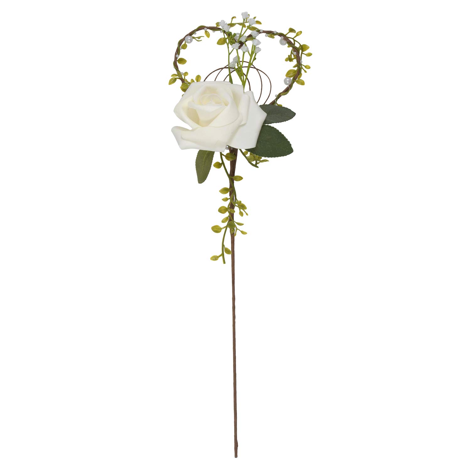 Occasions - Carded Brown Stem White Rose Bridal Wand