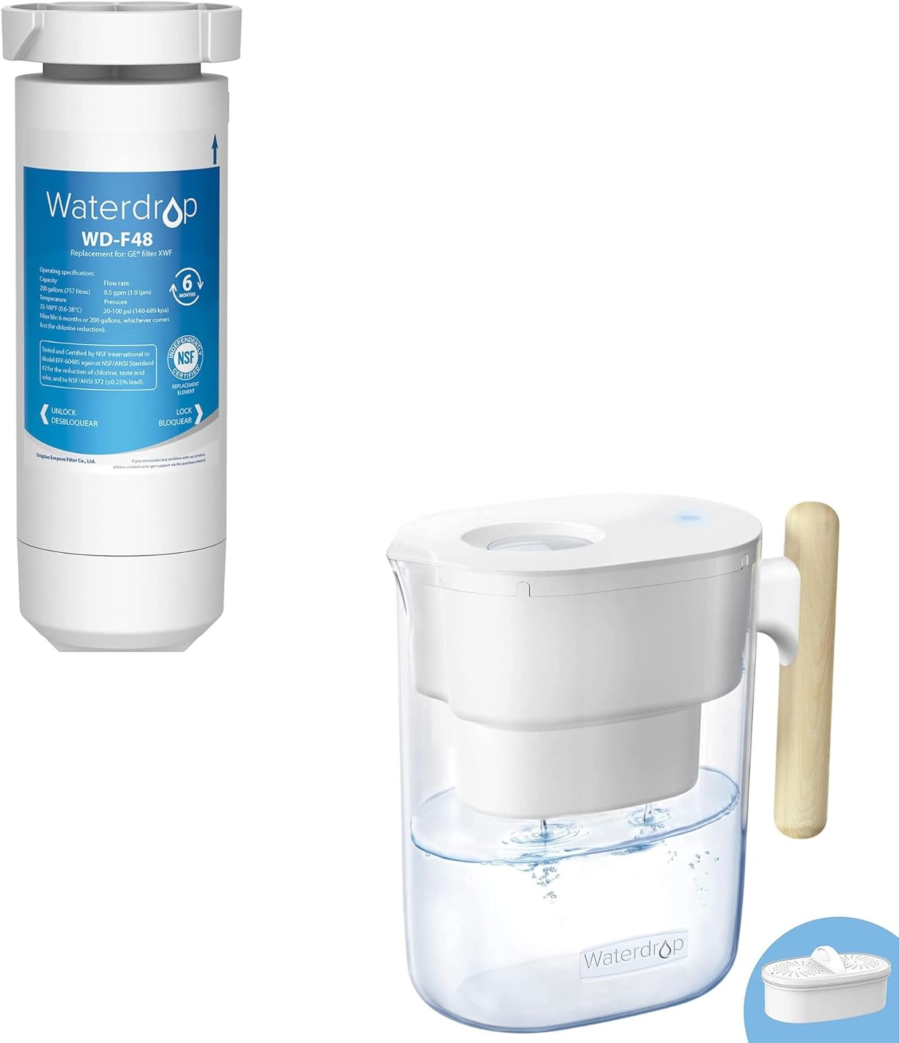 Waterdrop XWF NSF Certified Replacement for GE® XWF Refrigerator Water Filter