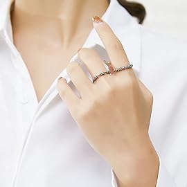 SERYNOW Gold Silver Fidget Ring Anti Anxiety Rings for Women, Anxiety Relief Rings Size 5-10 Beads Fidget Spinner Anxiety Ring for Men (Rainbow, 6)