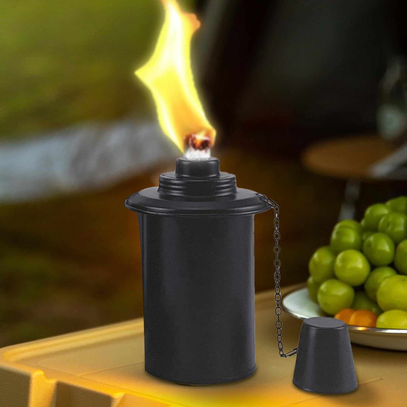 Bidones recargables para linterna, juego de 4 unidades, bidón de metal para antorchas con tapa, iluminación nocturna, para jardín, manualidades, bidón de repuesto para césped al aire libre