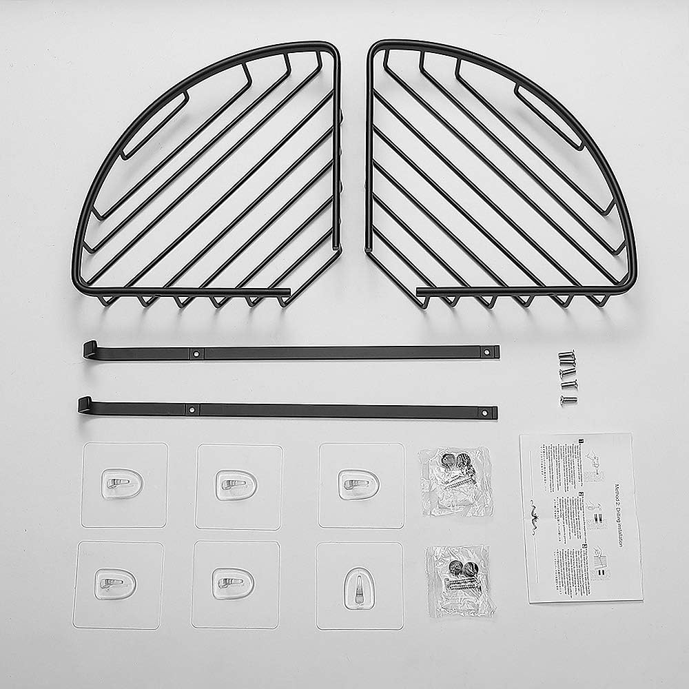 GERUIKE Shower Caddy Adhesive Wall Mounted Bathroom Shelf Organizer Kitchen Storage Basket Rack Corner Shelf