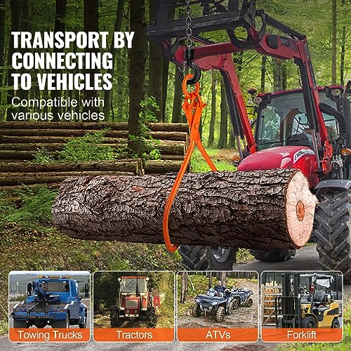 Image of VEVOR Log Skidding Tongs, 32 inch 2 Claw Log Lifting Tongs, Heavy Duty Steel Lumber Skidding Tongs, 1543 lbs /700 kg Loading Capacity, Log Lifting, Handling, Dragging & Carrying Tool