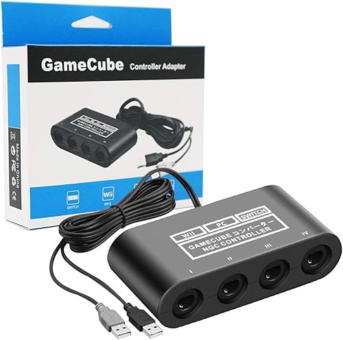 Gamecube - Adaptador de controlador para interruptorinterruptor OLED Adaptador Gamecube compatible con PC Wii UAdapter con 4 puertos de 6 pies 59ft