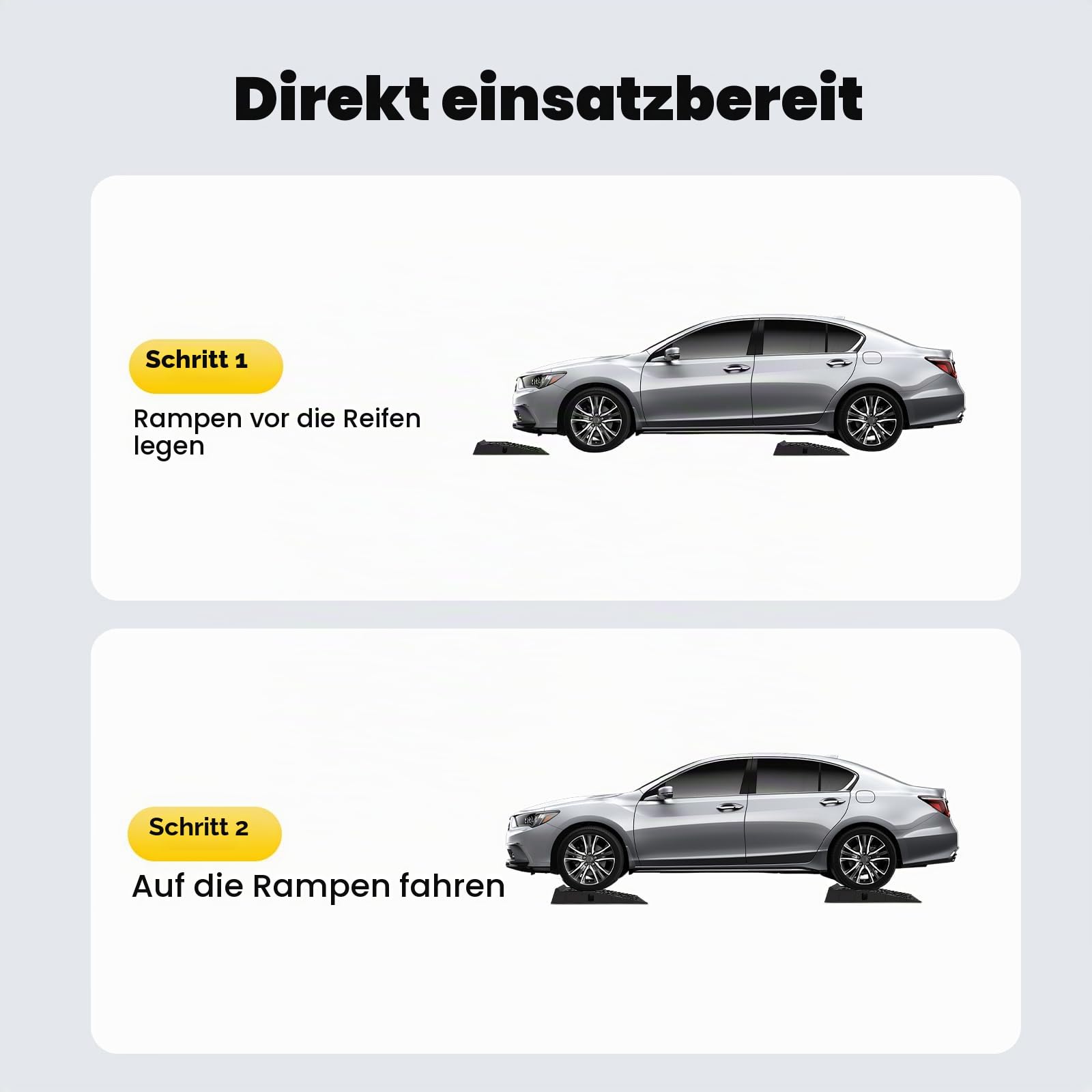 Auffahrrampe PKW, 2 Stück Auffahrrampen, 92x32x32 cm Plastik Schwelle Rampen für Schwerere Fahrzeuge Auto Rollstuhl Wohnmobil, BIS 5 Tonnen