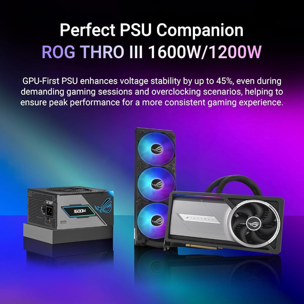 ASUS ROG Astral LC GeForce RTX 5090 OC 32GB GDDR7 Gaming Graphics Card, 360mm AIO Liquid Cooling, PCIe 5.0, 2X HDMI 2.1b, 3X DisplayPort 2.1b, Includes RGB GPU Holder