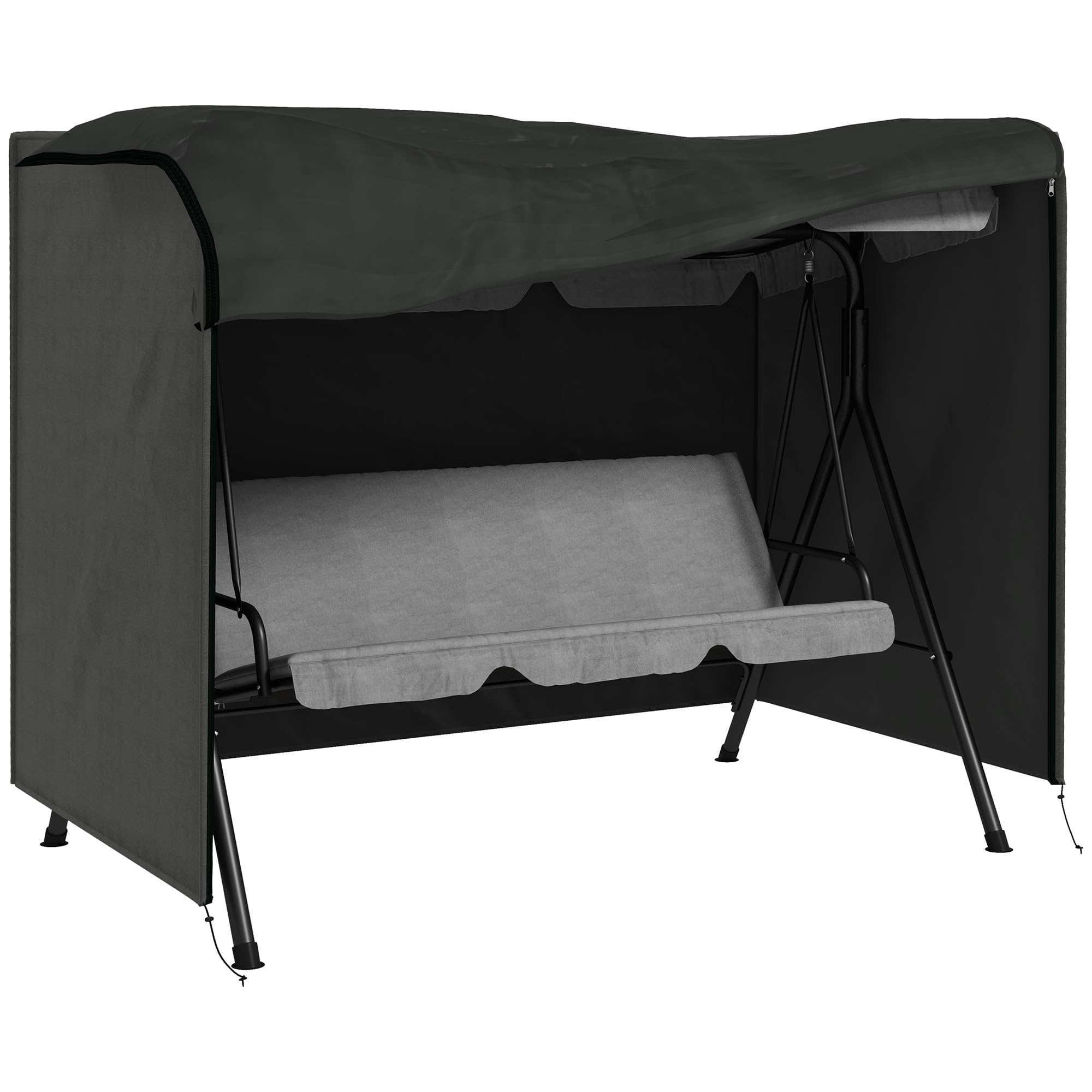 Outsunny Funda Balancín Jardín Funda Columpio Jardín Exterior Cubierta de Columpio con 2 Cremalleras Impermeable 205x124x164 cm Gris Oscuro