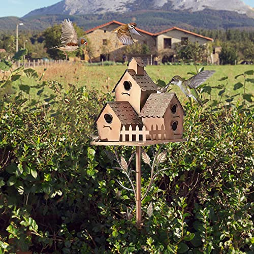 Metal Bird House Stake Bird Home With Pole Outdoor Bird House Stand For Outside Garden Decoration And Birdhouse Lovers #TOP2