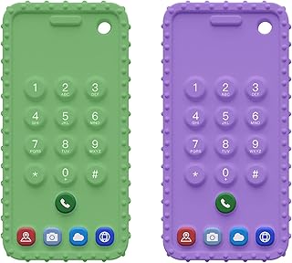 Cellphone Teether Toys for Baby,Silicone Baby Teething Toys,Teething Toys for Babies 3-12 Months,Silicone Soft-Textured Teether Sore Gums Relief Baby Chew Toys Sensory Toys BPA Free Baby Gifts(2 Pack)