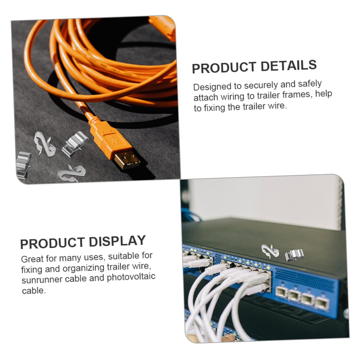 MUSISALY 50pcs Wire Clamp Photovoltaic Cable Clip Stainless Wire Clips Trailer Wire Clip Stainless Clip Stainless Cable Clips Thread Holder Cable Clamp Silver 301 Stainless Steel