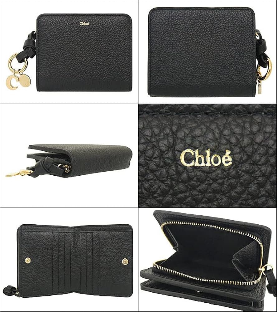 Chloé ブラック 二つ折り財布 Chloe クロエ 財布 二つ折り財布 Alphabetコンパクト ウォレット