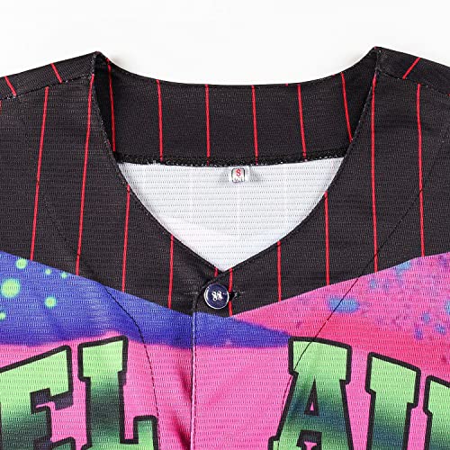 Kioken Bel Air Baseball Jersey,90S Hip Hop Clothing For Men And Women, Short Sleeves T Shirt For Party(Black Stripe_L) #TOP3