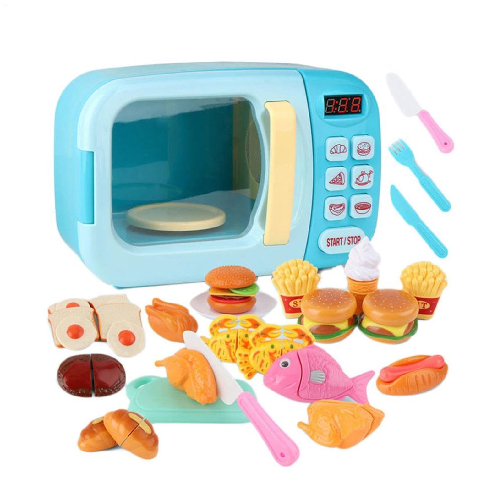 Kids Microwave Toy - Pretend Play Set, Kitchen Playset | Realistic Toy Kitchen Appliances, Light Sound Microwave Pretend Plays Toys Playset, Early Learning Educational Toys For Imagination