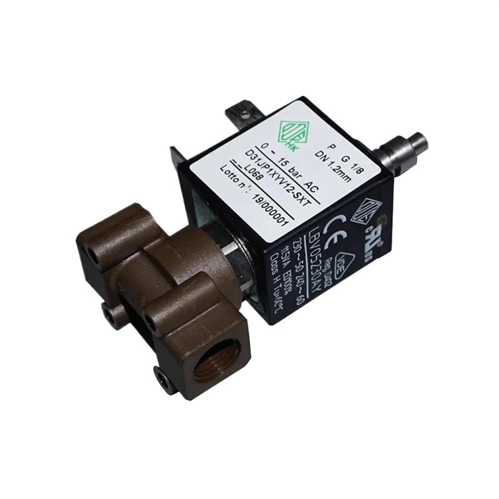 AC 230V 240V G1/8 Micro elettrovalvola elettrica a 2 posizioni a 3 vie Valvola di controllo del flusso d'acqua for macchina da caffè Valvola dell'aria 0-15 bar