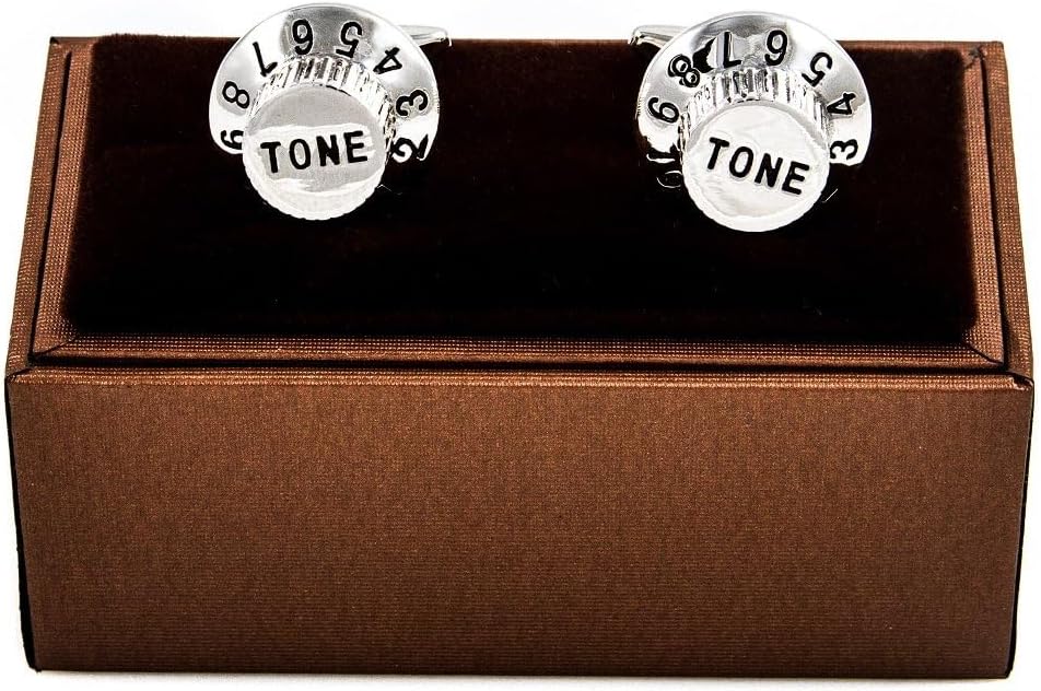 MRCUFF Guitar Stereo Radio Tone Volume Knob Retro Telephone Dial Music Pair Cufflinks in Presentation Gift Box & Polishing Cloth