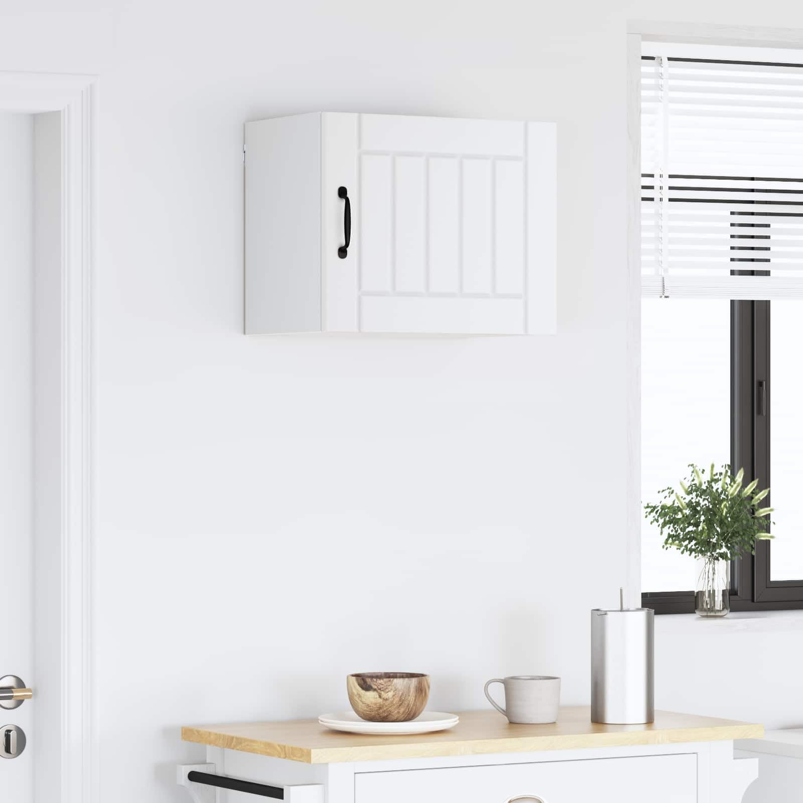 Wandschrank Lucca Weiß aus Holzwerkstoff 50 x 31 x 40 cm mit 2 Regalen und 1 Tür, vielseitiger Küchenschrank für Stauraum, Aufbewahrung und Moderne Küchenorganisation