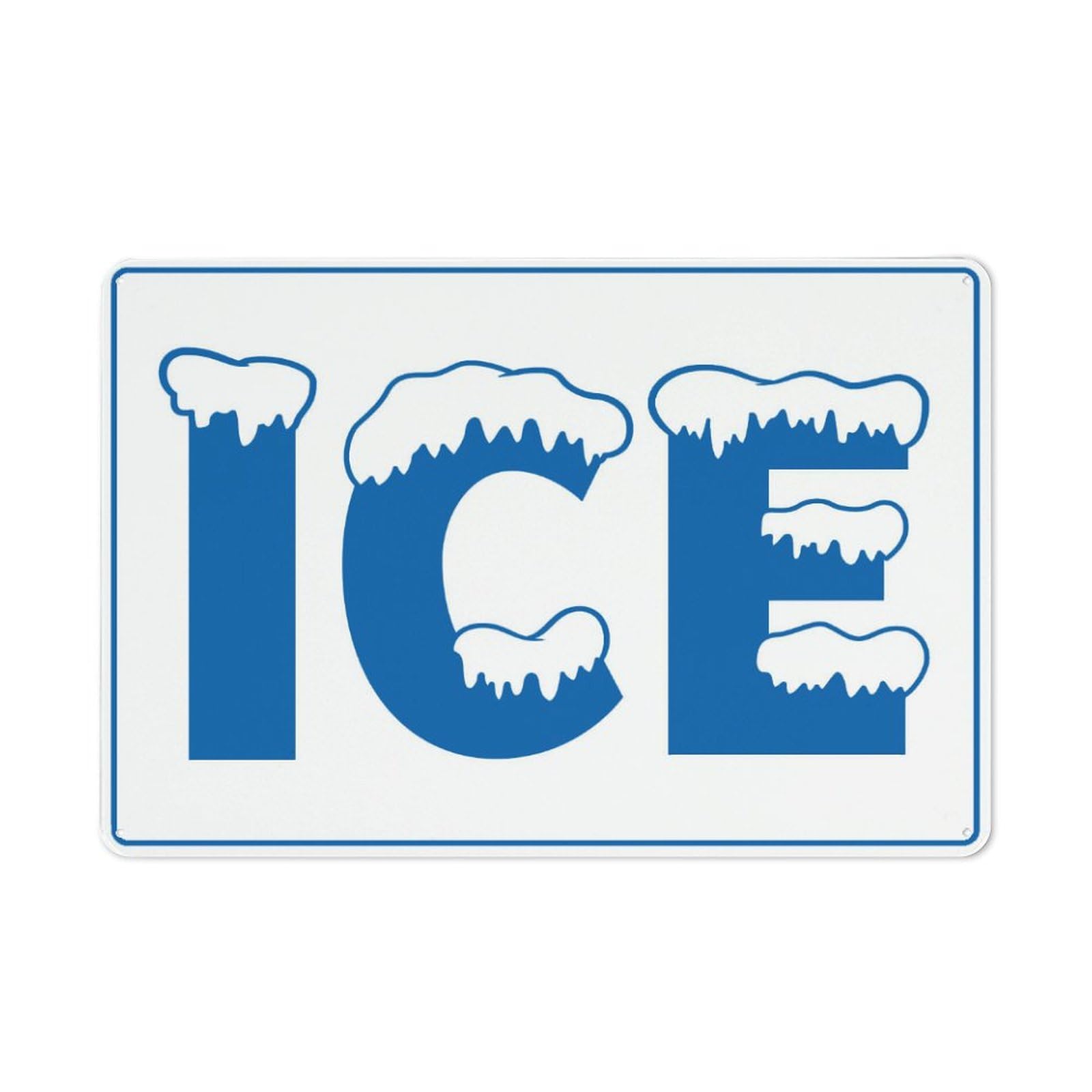 Metal Tin Outdoor Warning Plaque, Ice Hazard Caution Sign, Indoor & Outdoor Use, 12×8 Inch