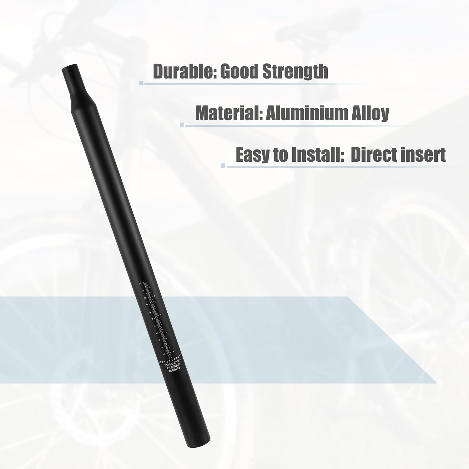 X AUTOHAUX Bicycle Seat Post Aluminum Alloy Seat Tube with Scale Mark Black Universal for MTB Mountain Bike