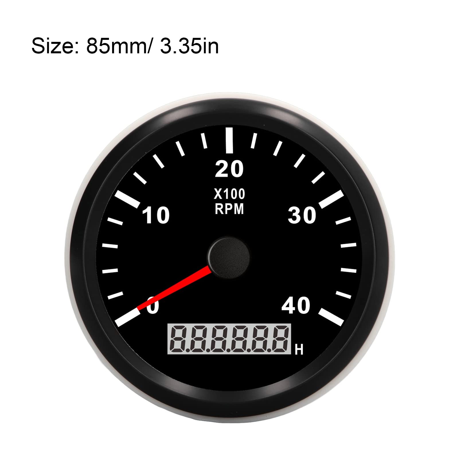 Tacómetro de motor de 3.346 in, 0‑4000 RPM con contador de horas de 0,0‑99999,9 H, IP67, resistente al agua, antivaho, retroiluminado en rojo, tacómetro automotriz para
