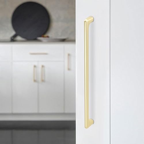 Miniatura 4 de Paquete de 10 tiradores de gabinete de 7-12 pulgadas (7.559 in) de latón cepillado para gabinetes de cocina, tiradores de cajón, accesorios sólidos