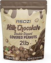 Double Dipped Milk Chocolate Covered Peanuts 2LB Resealable Bag – Extra Thick Chocolate Coating, Crunchy Premium Peanuts, Bulk Candy Snack for Parties, Baking & Gifting ASOZI