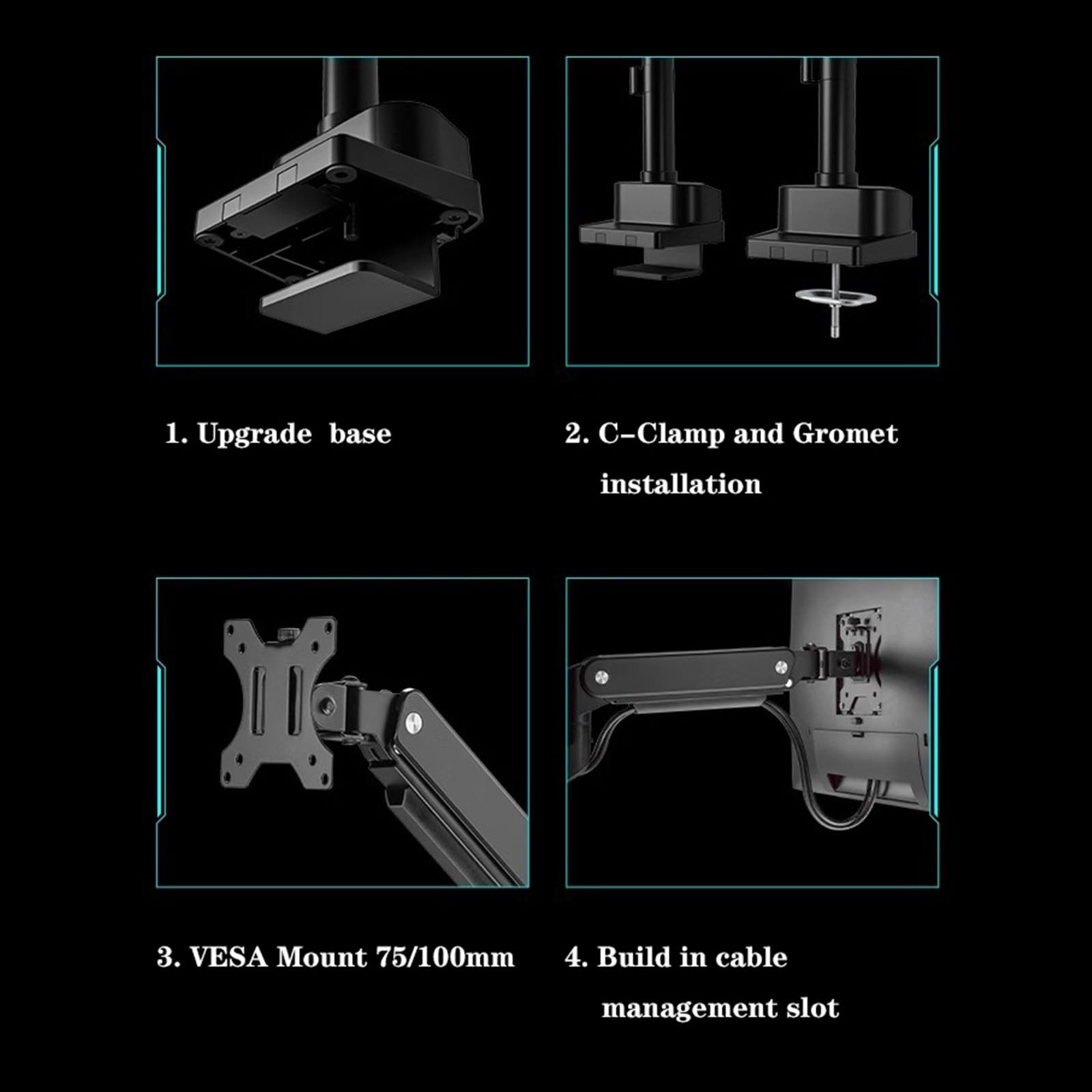 17-35 Inch Dual Monitor Mount, Adjustable Screen Mount 2 Monitors Tilt/Swivel/Rotate, Hold Up to 24.2 Lbs per Arm with VESA 75/100 mm
